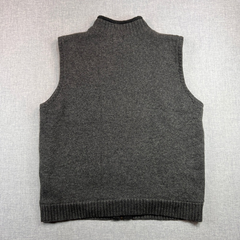 LL Bean Lambswool Zip Sweater Vest Men XL Gray Sherpa Lined Heritage Cabincore - Picture 4 of 8